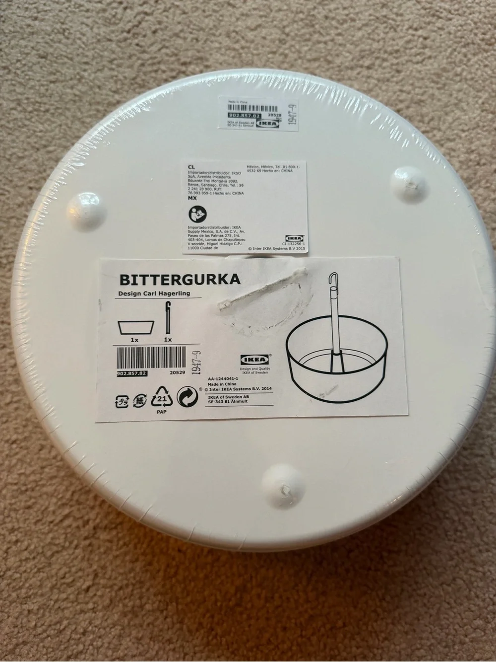 IKEA BITTERGURKA Hanging Planter White Bamboo 902.857.82 New Sealed Retired